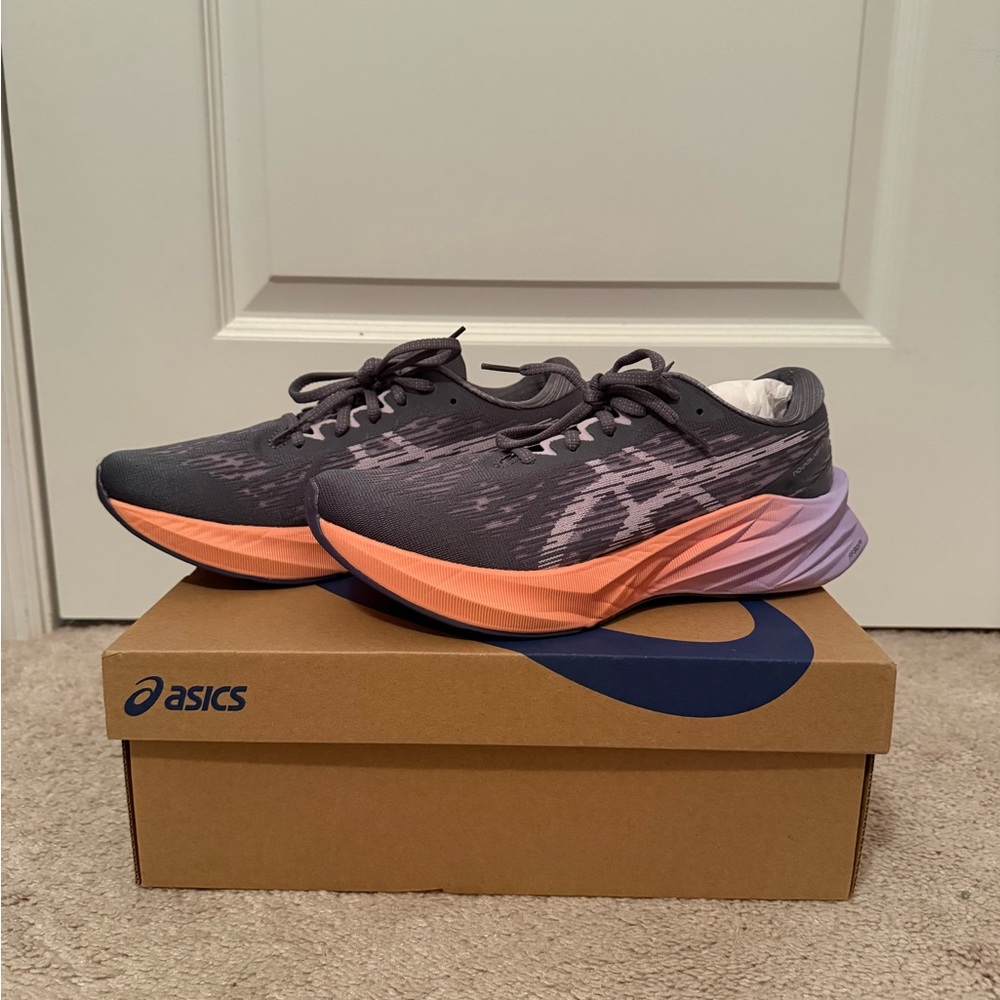 ASICS Charcoal and Peach Athletic Sneakers